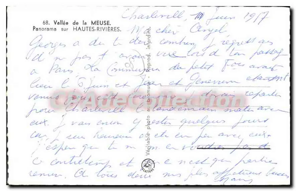 Tal der Meuse — Panorama über Hautes-Rivières — Verleger: impr. de la Meuse - Rückseite
