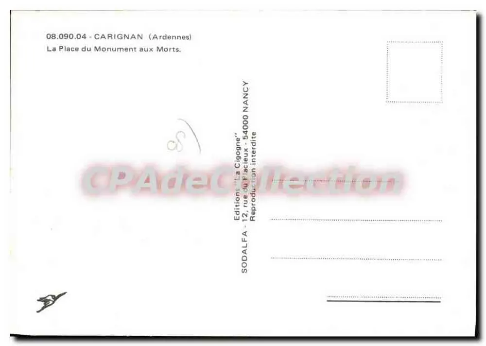 Carignan — Denkmal für die Toten — Edition 'La Cigogne' - Rückseite