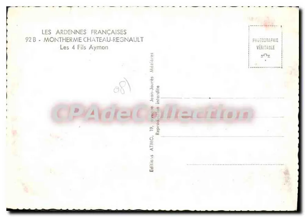 Ansicht von Monthermé — Brücke über die Meuse — Verlag ATMC - Rückseite