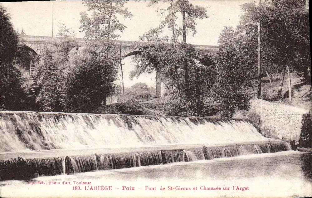 Foix — Brücke von St-Girons und Straße über den Arget — Imp. édit. photo d'art, Toulouse — n° 180 - Vorderseite