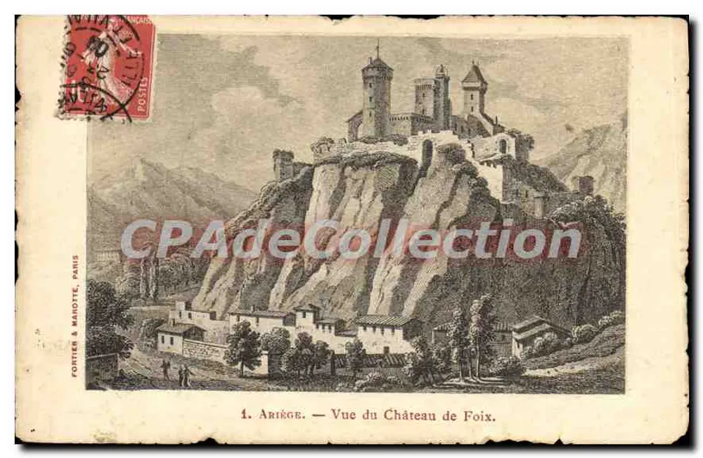 Ariège — Vista do Castelo de Foix — Fortier & Maïotte, Paris, n°1 - Frente