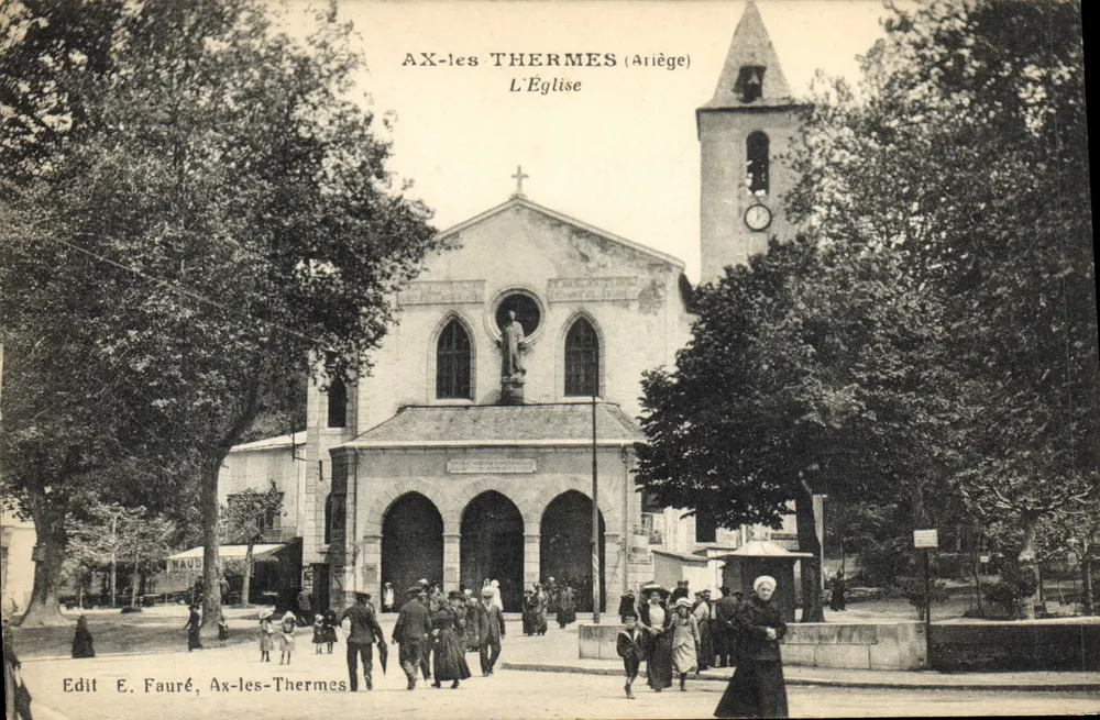 Ax-les-Thermes (Ariège) — A Igreja — Edit. E. Fauré, Ax-les-Thermes - Frente