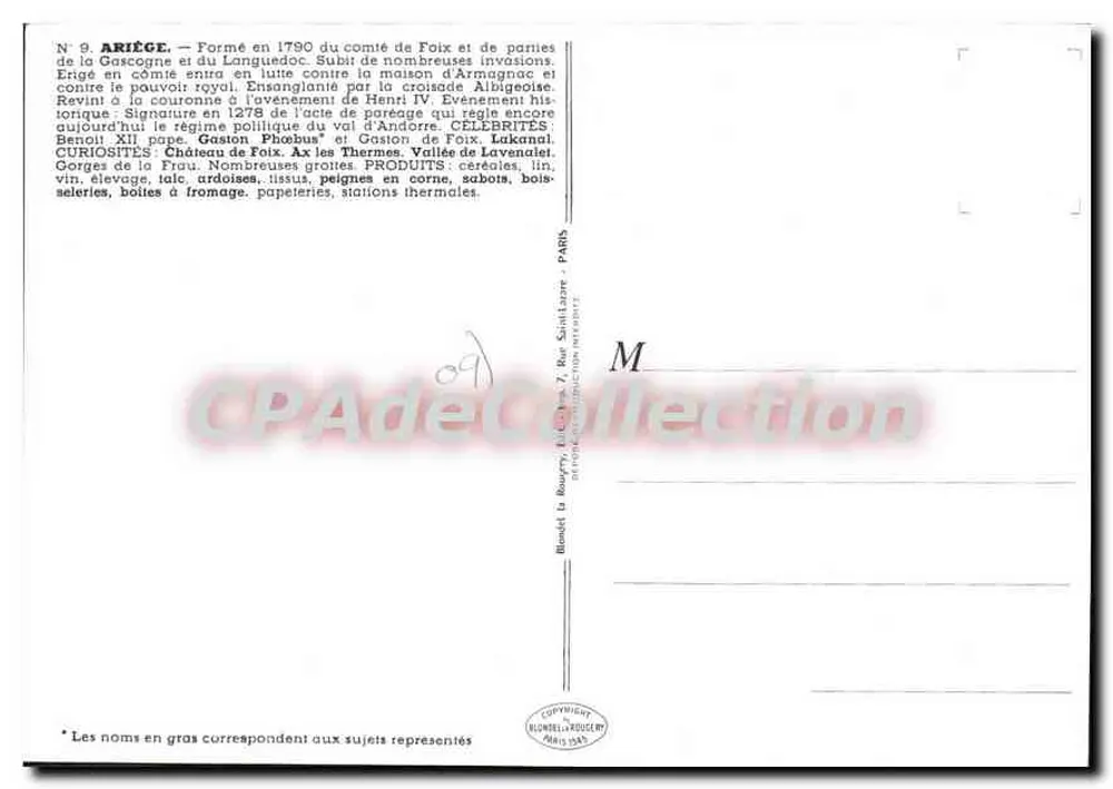 Ariège — N°9 — Verlag J.P. Pinchon - Rückseite