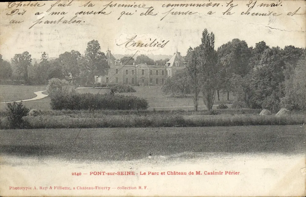 Brücke über die Seine — Der Park und Schloss des Herrn Casimir Périer — Phototypie A. Rep & Filliette - Vorderseite