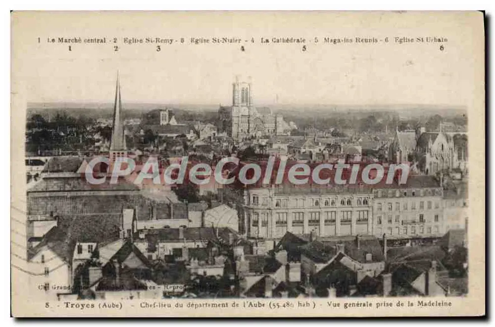 Troyes (Aube) — Hauptstadt des Departements Aube (55.480 Einwohner) — Allgemeine Ansicht von der Madeleine - Vorderseite