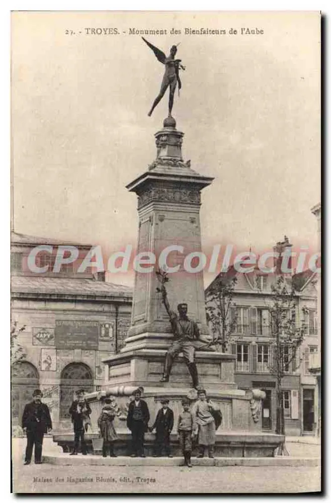 Troyes - Monument dos Benefactores da Aube — editor: Maisons des Magasins Réunis, Troyes - Frente