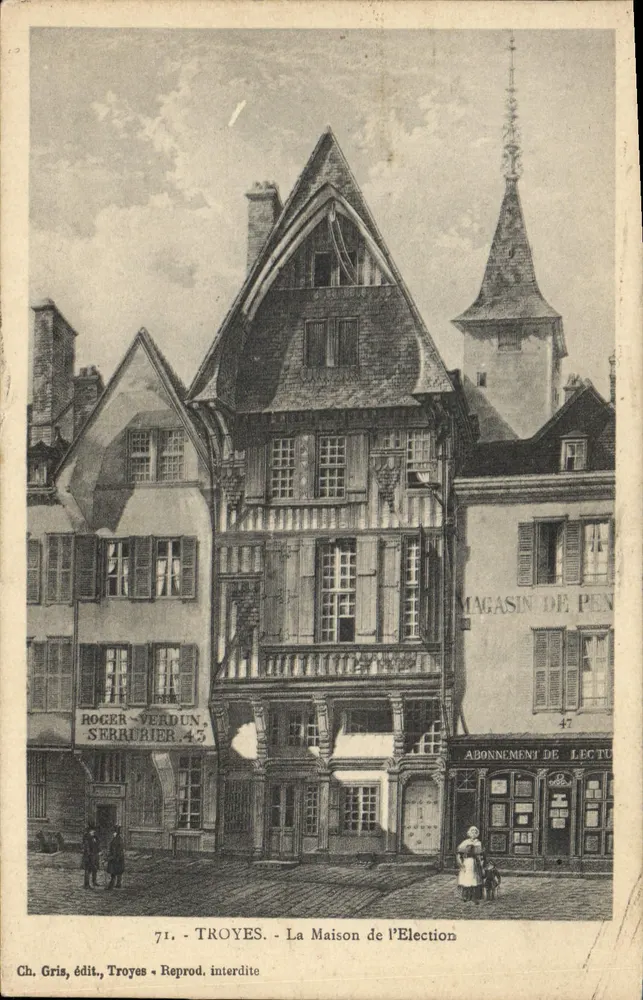 Troyes - A Casa da Eleição — Ch. Gris, editor, Troyes - Reprodução proibida - Frente