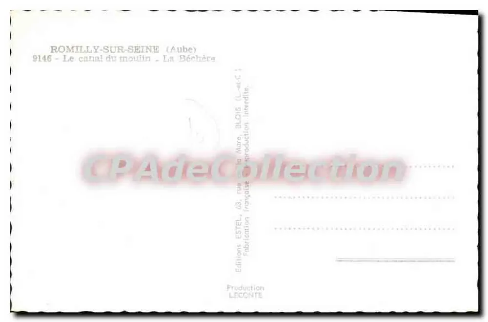 Romilly-sur-Seine — Der Kanal des Mühlen, La Béchère — ESTEL Editions, Nr. 9146 - Rückseite