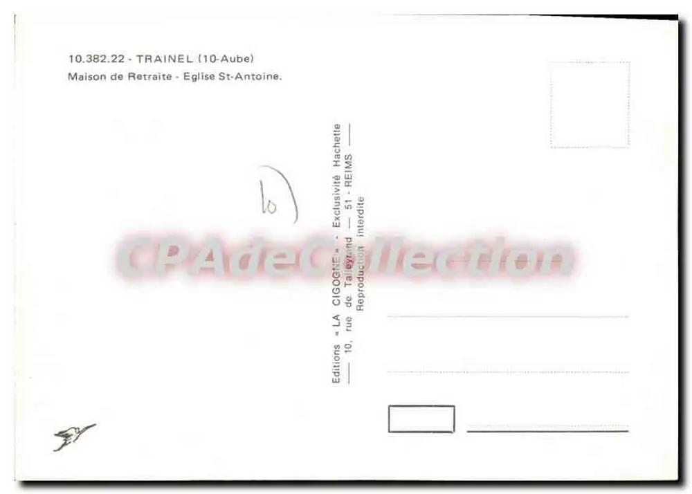 Trainel (10)-Aube — Altenheim und Kirche Saint-Antoine — Éditions La Cigogne - Rückseite
