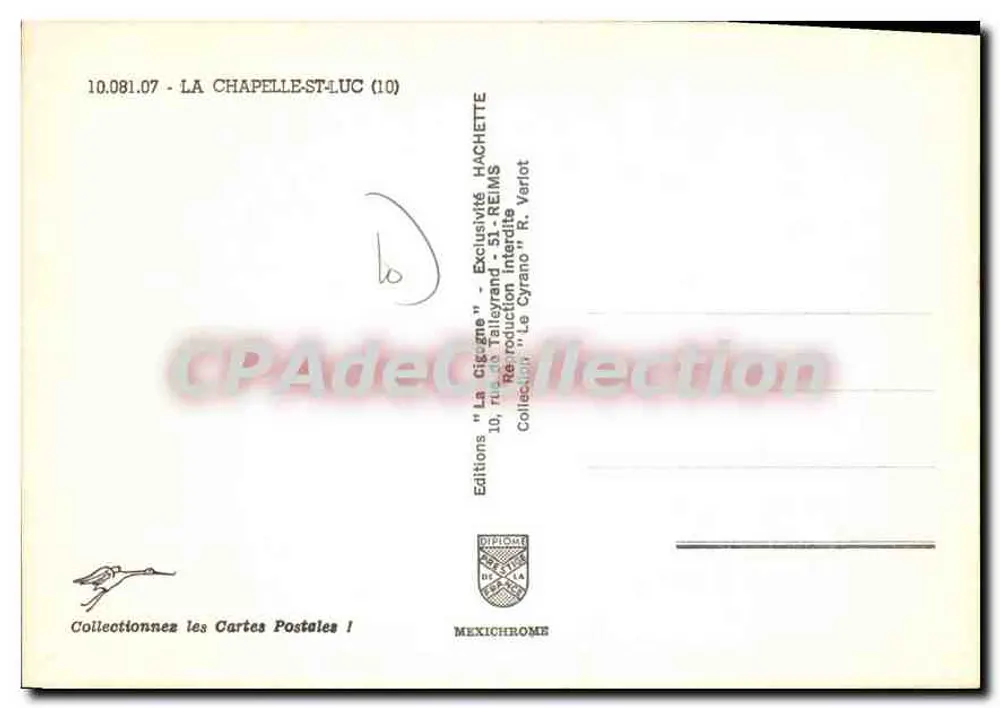 La Chapelle-Saint-Luc — vista da capela, de um edifício e de mulheres em traje — Éditions Hachette - Verso