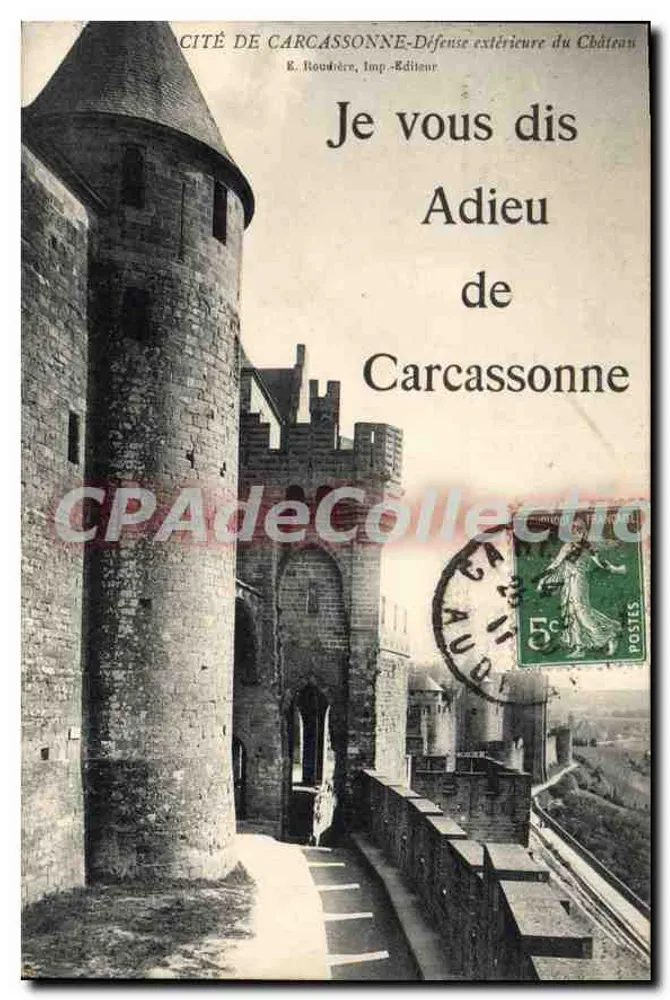 Cité de Carcassonne — Défense extérieure du Château — E. Roudrère, Imp.-Éditeur - Recto