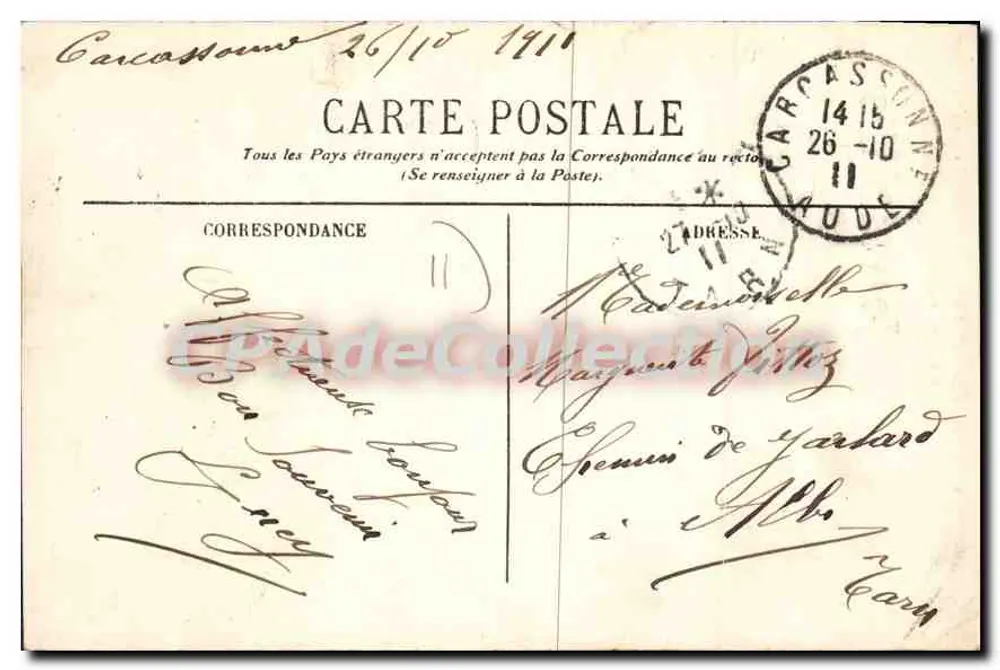 Cité de Carcassonne — Défense extérieure du Château — E. Roudrère, Imp.-Éditeur - Verso
