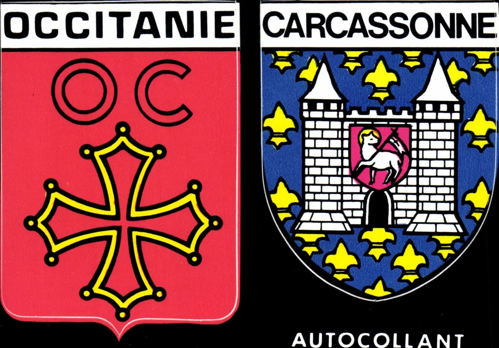 Carcassonne — A cidade-fortaleza — Adesivo e carta postal por IPIS Cap Théojac - Frente
