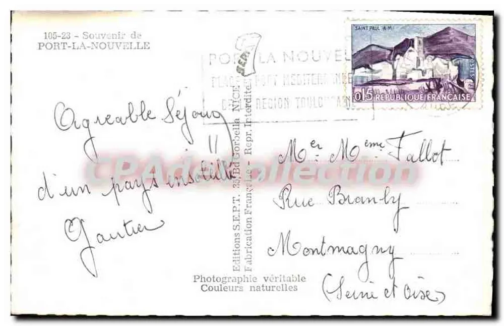 Port-la-Nouvelle — Recuerdo de — Ediciones S.E.P.T. n°105-23 - Reverso