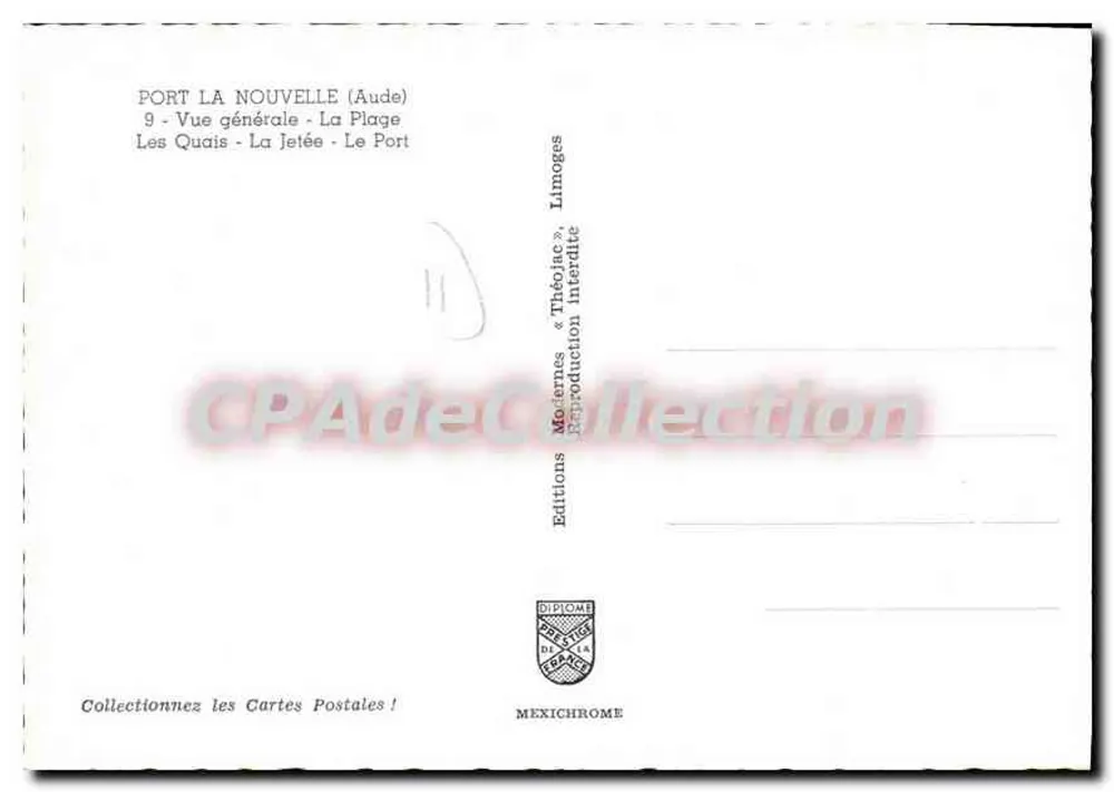 Port-La-Nouvelle (Aude) — allgemeiner Blick, der Strand, die Molen, die Hafenbrücke — Editions Diplôme - Rückseite