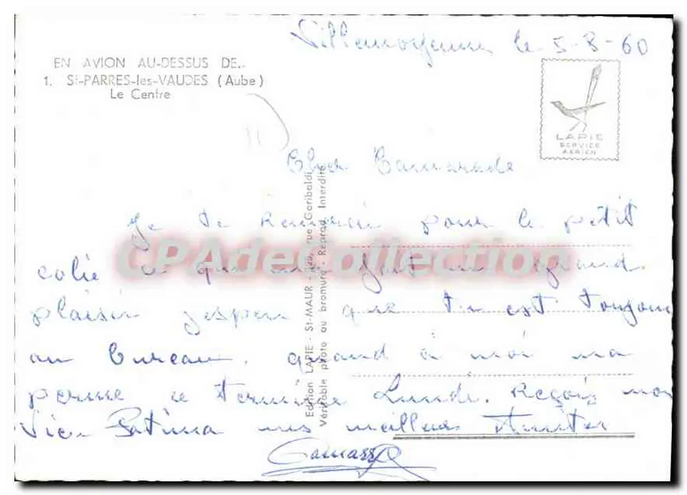 Saint-Parres-les-Vaudez — Luftbild — Édition Lapie - Rückseite
