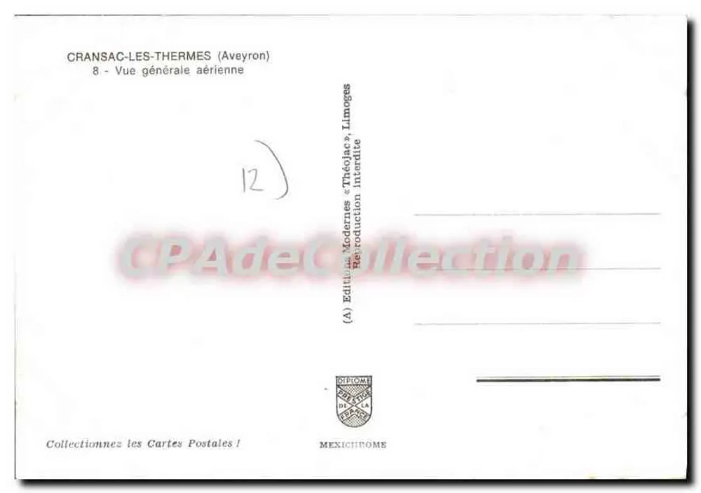 Cransac — Allgemeiner Luftbildblick — Modern Editions & Théojac, Limoges - Rückseite