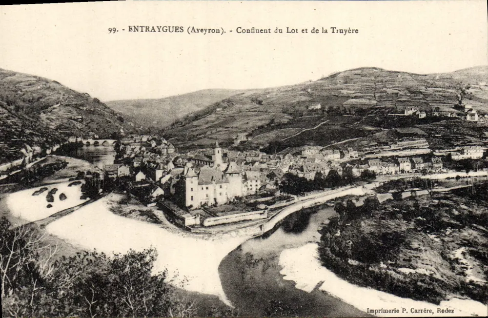 Entraygues (Aveyron) — Zusammenfluss des Lot und der Truyère — Imprimerie P. Carrère, Rodez - Vorderseite