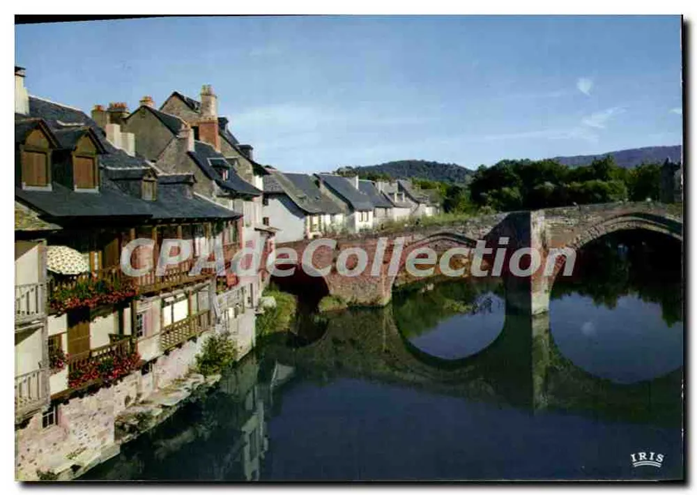 Le Rouergue - Espalion (Aveyron) - Der Brücke (13. Jahrhundert) und die alten Häuser — IRIS - Vorderseite