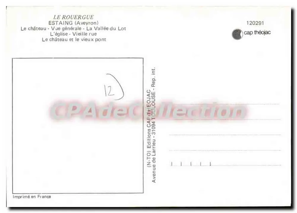 Estaing — Su Ciudad, su Castillo, su Puente, su Cruz y sus Panoramas — Ediciones Larrieu - Reverso
