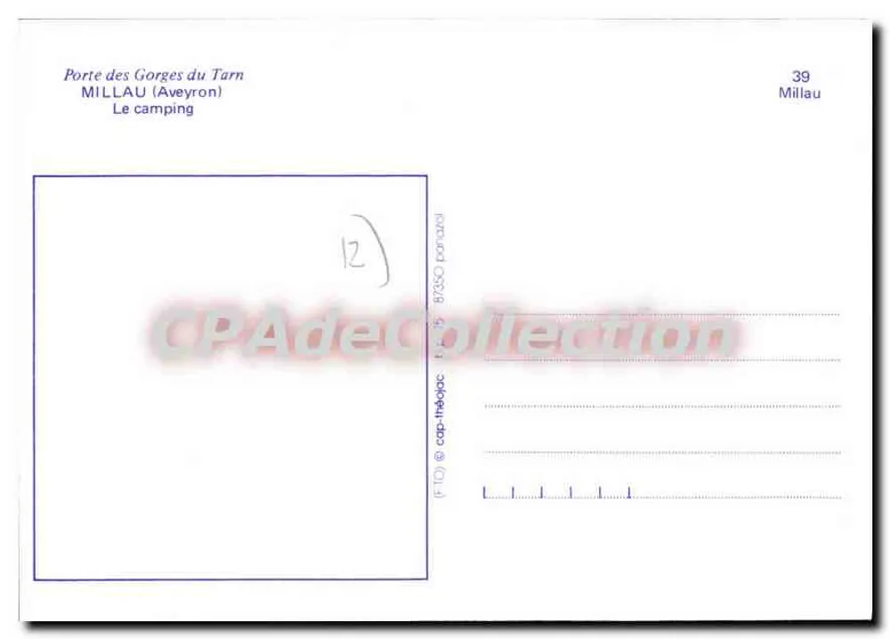 मिलॉऊ प्लेज़ — कैंपिंग — प्रकाशक CPAdéCollection, नंबर 39 - पीछे
