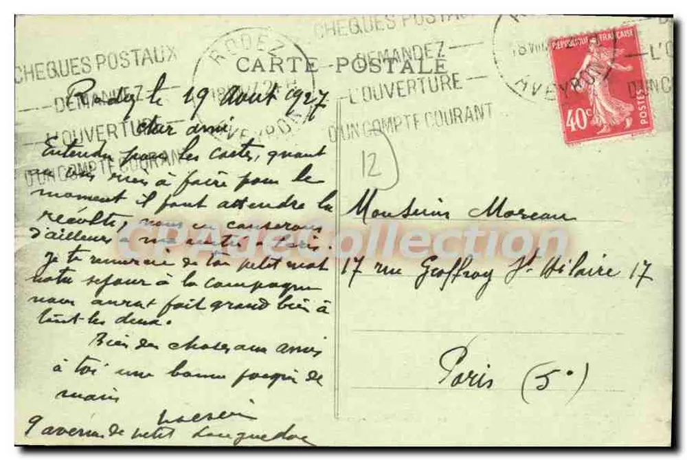 Rodez (Aveyron) — Vista geral — Imp. Carebère, Rodez, n°15 - Verso