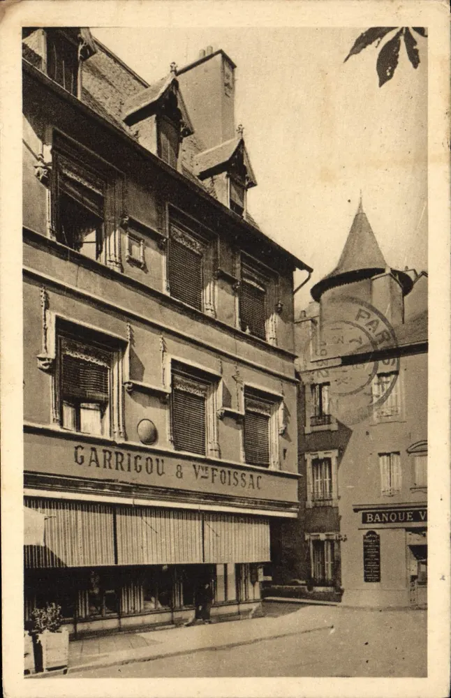 Garrigou & V. Foissac — Rue de la Banque, Rodez — Editor: Panoramas - Anverso