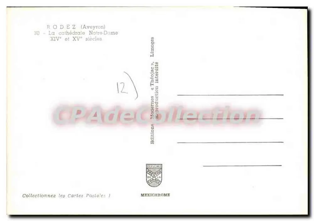 Rodez — A catedral Notre-Dame — Éditions Modémas - Verso