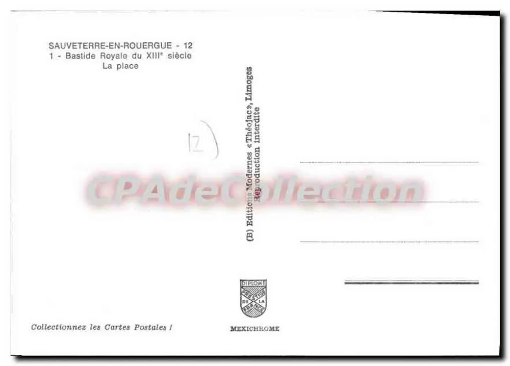 Sauveterre-en-Rouergue — Königliche Bastide des 13. Jahrhunderts — Editions Modernes ThéoJac, Limoges - Rückseite