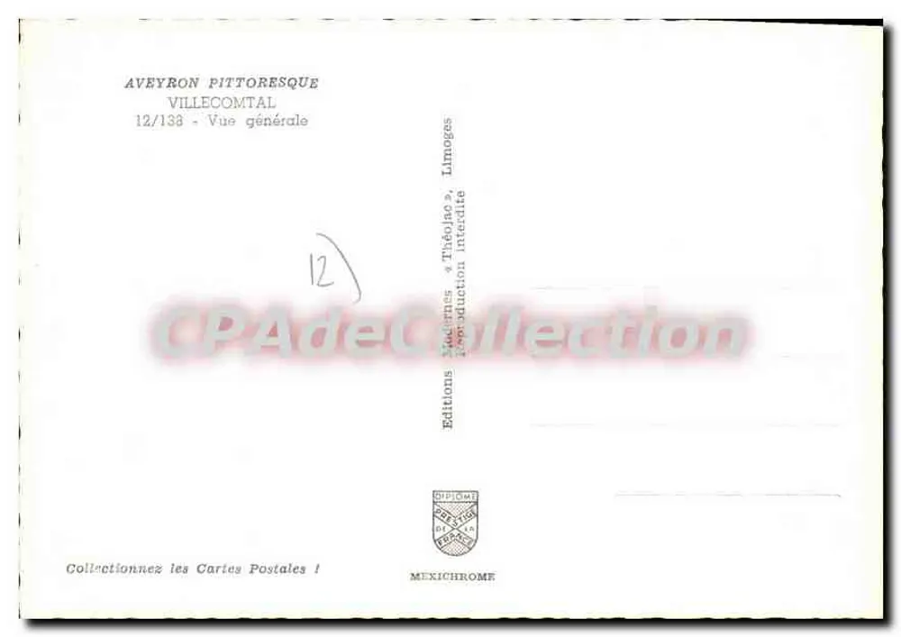 Aveyron pintoresco — Villecomtal — Ediciones Duplome - Reverso