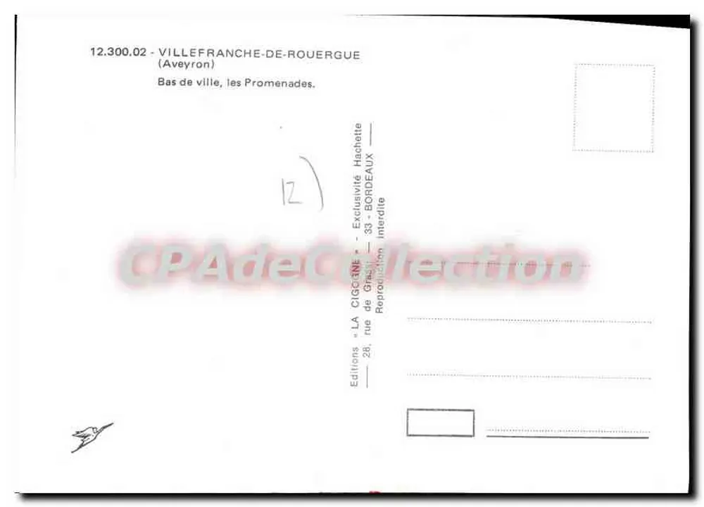Villefranche-de-Rouergue — Unterstadt, die Promenaden — Éditions La Cigogne - Rückseite