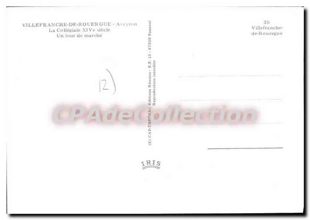 Villefranche-de-Rouergue — Ansicht der Kollegiatskirche des 12. Jahrhunderts — Verlag IRIS - Rückseite