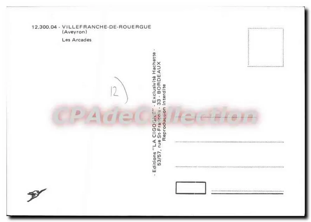 Villefranche-de-Rouergue — Die Arcaden — Éditions LA CIGOGNE - Rückseite