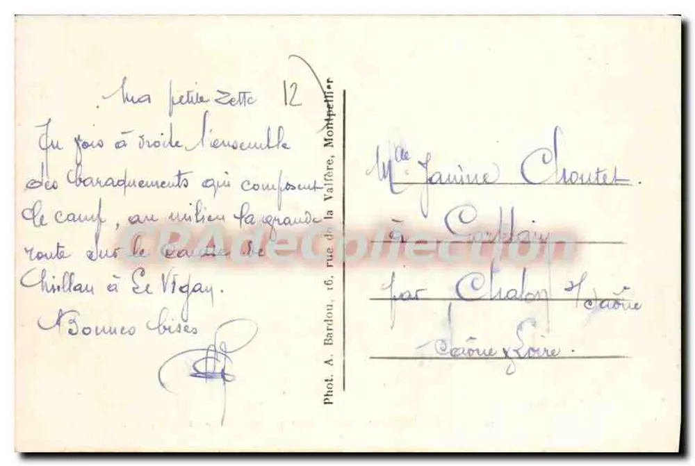 Camp du LARZAC (Aveyron) — Eingang zum Lager und das Dorf La Cavalière — Edit. J. Bardina - Rückseite