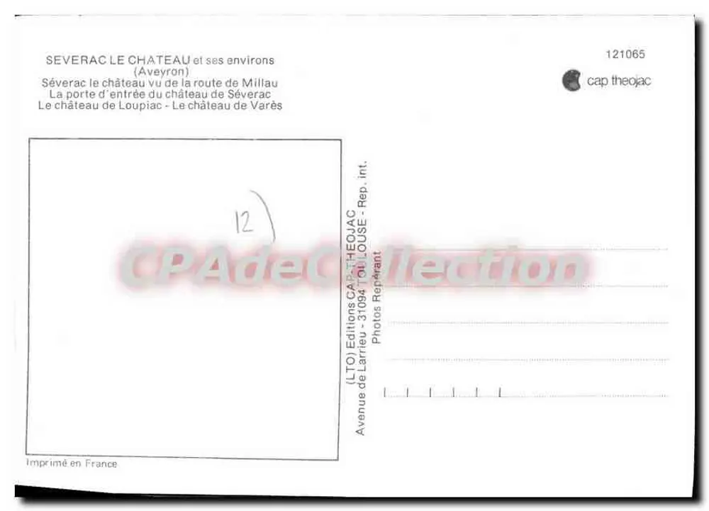 Séverac le Château e seus arredores — Edições Larrieu, n° 121065 - Verso