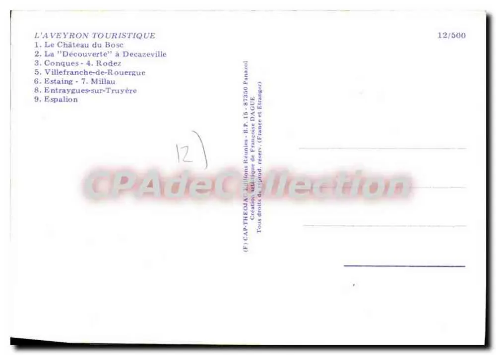 Aveyron — Touristische Karte — CAP-THEMA - Rückseite