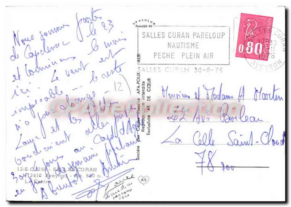 Sallles-Curan — Vista da rua principal com casa coberta de lianças — Sociedade das Cartas Postais de Arte - Verso