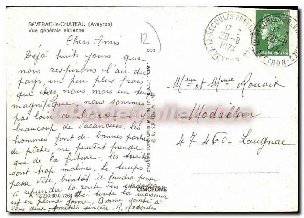 Severac-le-Château — Vista generale aerea — Editore CIM — n°12 - Verso