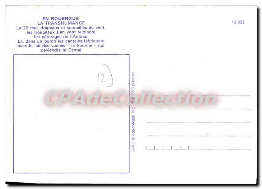 Em Rouergue — País das Tradições — CPADeCollection - Verso