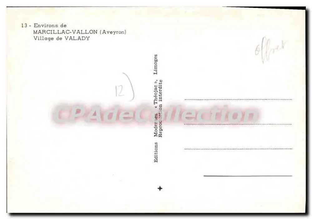 Dorf Valady — Umgebung von Marcillac-Vallon (Aveyron) — Editions « Théolac », Limoges - Rückseite
