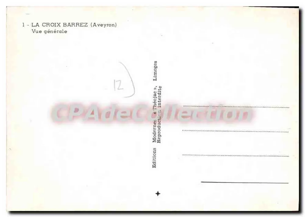 La Croix-Barrez (Aveyron) — Vista geral — Edições Théojaac, Limoges - Verso