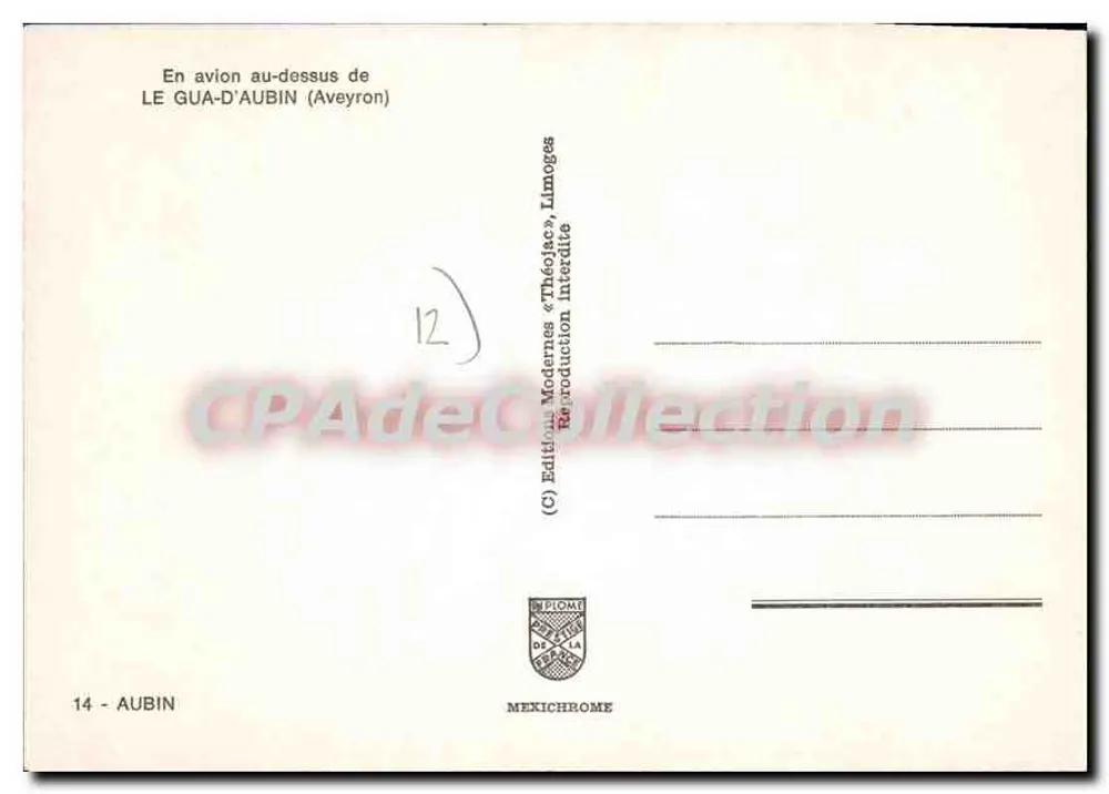 Le Gua-d'Aubin — Luftbild — Editions Modernes « Théolac », Limoges - Rückseite