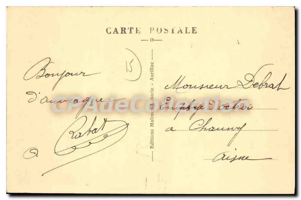 Vacherie am Col de Rombière — pittoreskes Cantal — Éditions Malroux - Aurillac, n° 491 - Rückseite