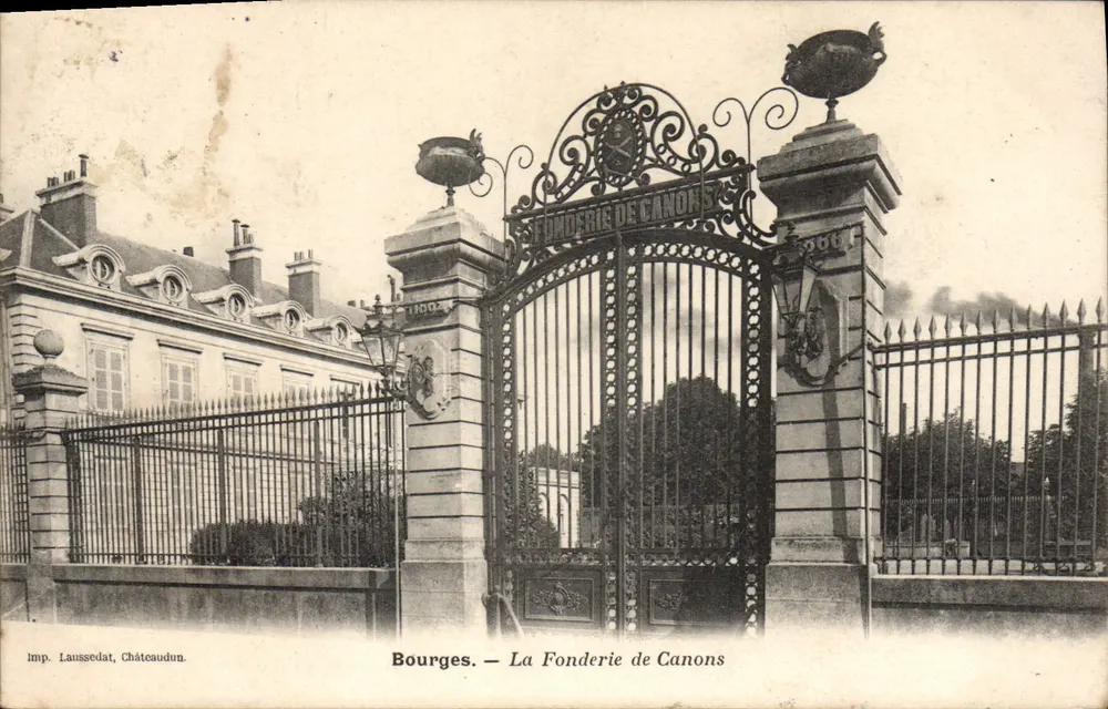 Bourges — Nhà máy Súng — In bởi Laussedat, Châteaudun - Mặt trước