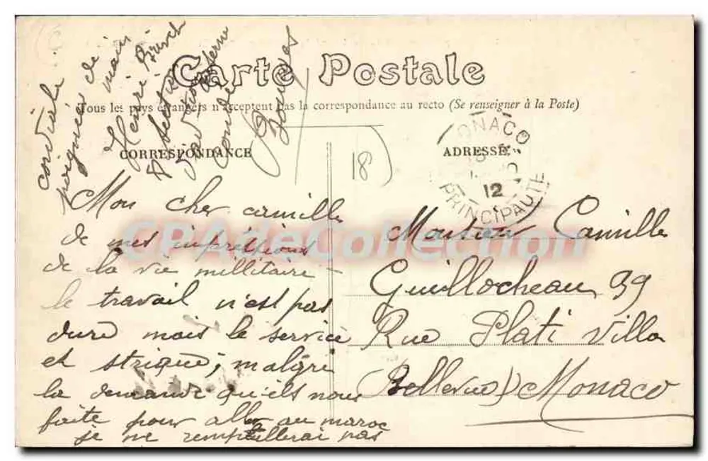 Bourges — Panoramablick auf den Boulevard de Strasbourg und die Militäranlagen — Verlag E.M. Nr. 409 - Rückseite