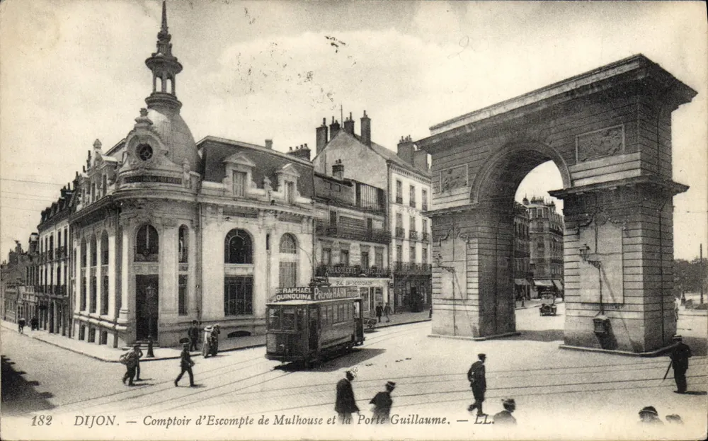 Dijon — Comptoir d'Escompte de Mulhouse e a Porta Guillaume — LL. n°182 - Frente