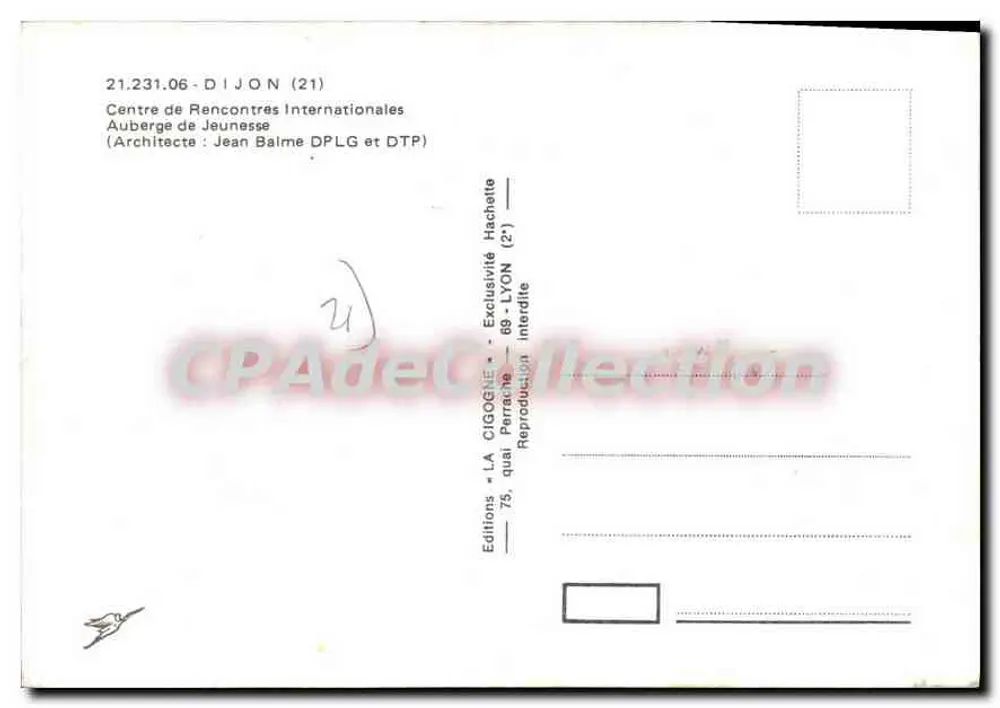 La Cigogne — Centro de Encontros Internacionais — Dijon - Verso