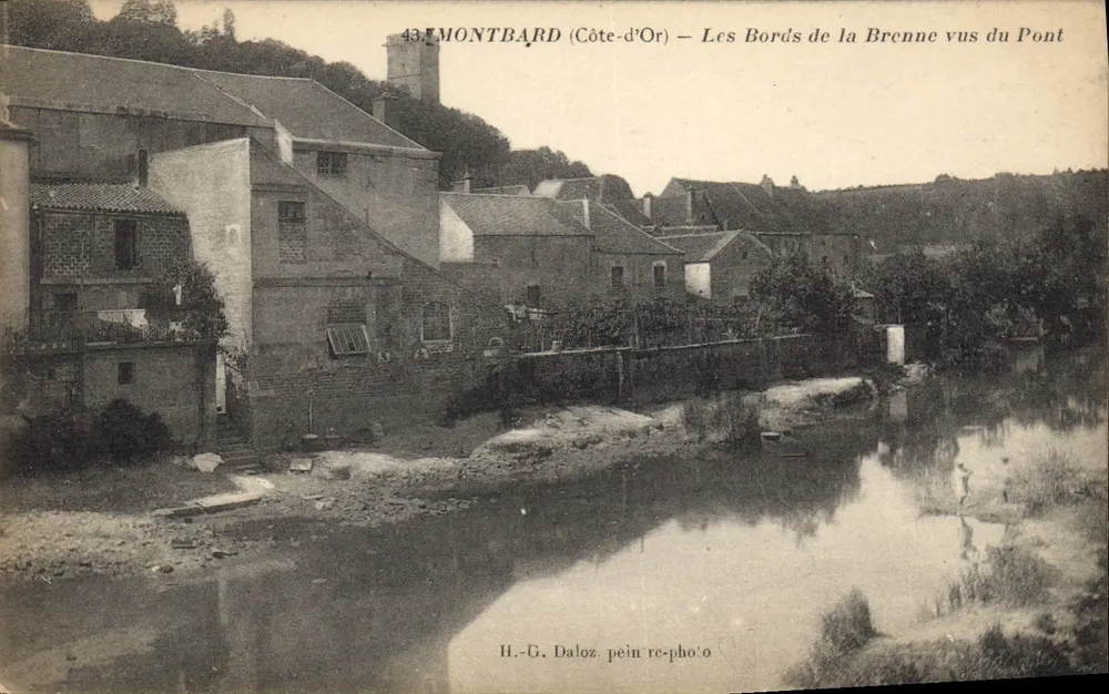 Montbard (Côte-d'Or) — As margens da Brenne vistas do Ponte — H.-G. Daloz - Frente