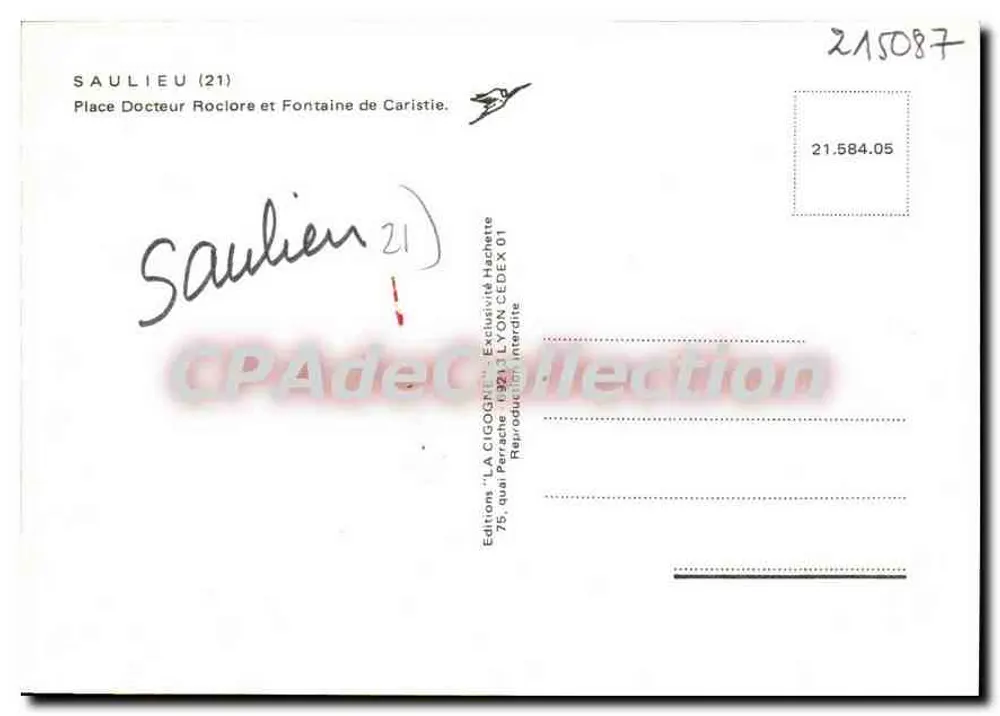 Saulieu — Place Docteur Roclore y Fontaine de Caristie — LA CIGOGNE - Reverso