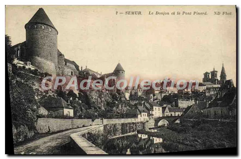 Semur — O Donjon e o Ponte Pinard — ND Fot. - Frente